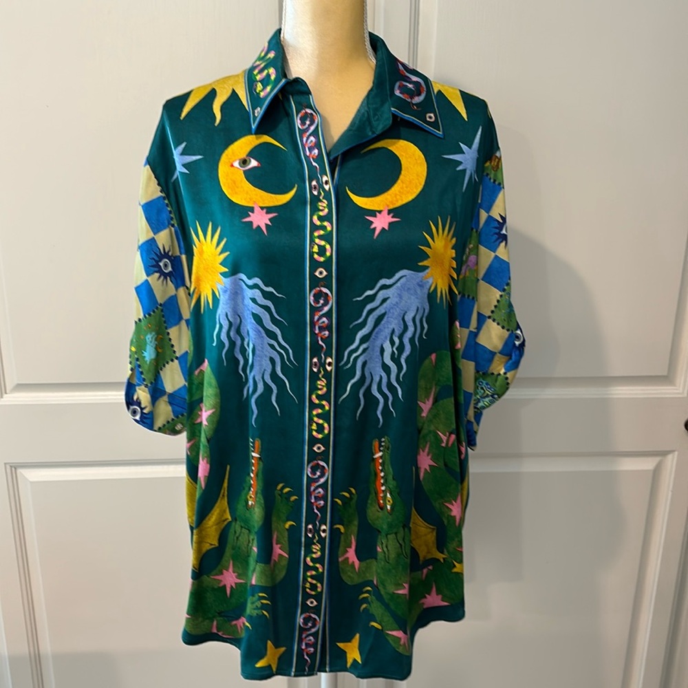 Alemais Guardian silk graphic shirt